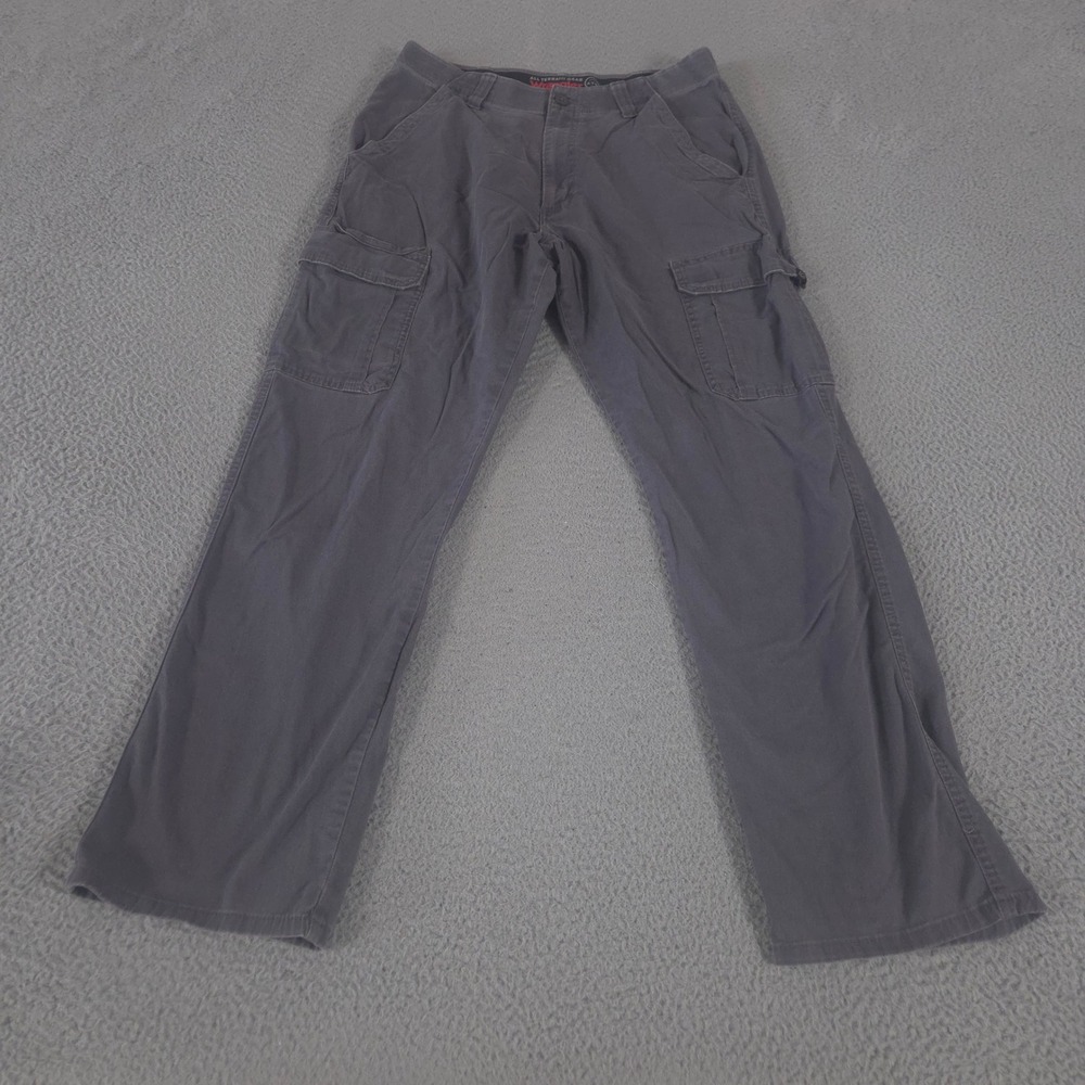 Wrangler Pants Mens 32x32 Gray ATG Cargo‎ Straight Leg Stretch Cotton Utility